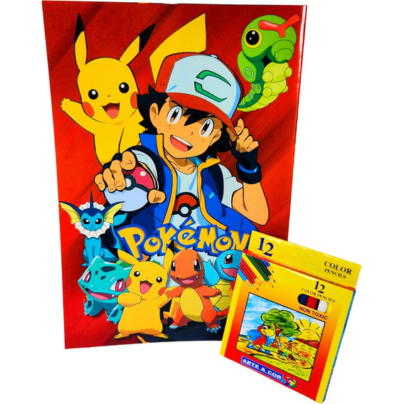 Libro Pintar Colorear Pokemon Pikachu Variedad De Dibujos 