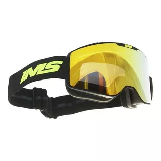 Óculos Motocross Ims Extreme Preto E Flúor Off Road Trilha Cor Da Lente Cinza/amarelo Tamanho Único