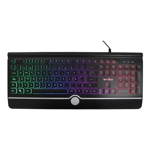 Teclado gamer Weibo WB-580 QWERTY color negro con luz RGB