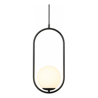  Colgante 1 Luz Marsella Oval Negro Globo Opal Apto Led Ld Negro