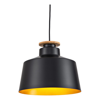 Lampara Colgante Moderno Negro Dorado E27 Madera M7201n Mks Negro