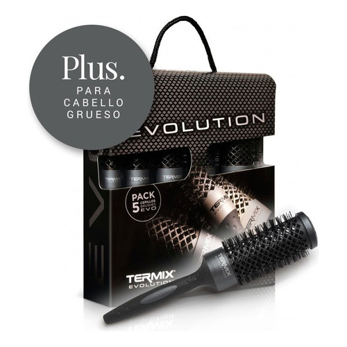 Kit X5 Cepillos Brushing Termix Evolution Cabello Grueso Color Negro