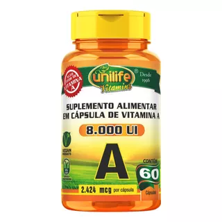 Vitamina A Acetato De Retinol 60caps Unilife  Sabor Sem Sabor