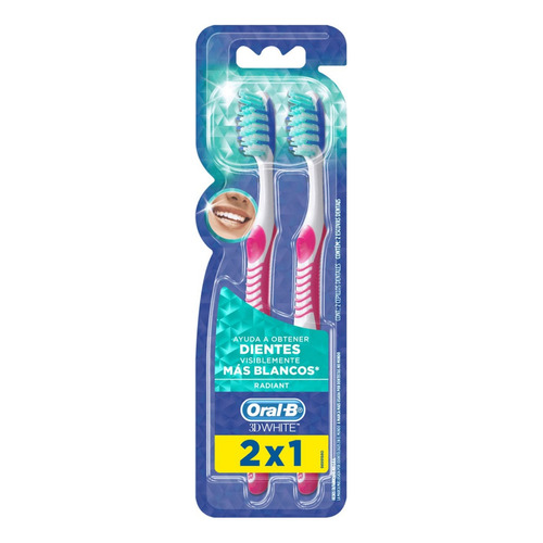 Cepillo de dientes Oral-B 3DWhite Radiant suave pack x 2 unidades