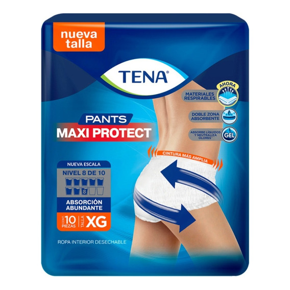Pack X10 Pañales Para Adultos Tena Pants Maxi Protect Xg Talla Extra grande