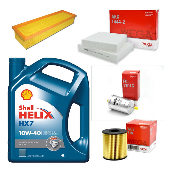 Kit 4 Filtros + 4l Aceite Shell 10w40 Peugeot 208 Wega