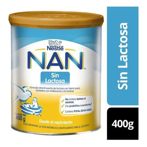 Leche de fórmula en polvo Nestlé Nan Sin Lactosa  en lata  de 400g a partir de los 0 meses