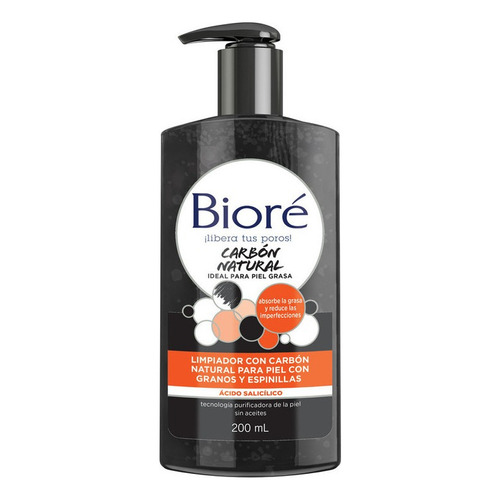 Bioré Facial Carbon Natural Para Piel Grasa Y/o Acne 200ml Momento de aplicación Día/Noche