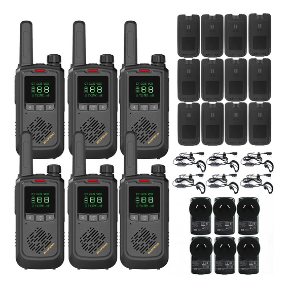 Handy Baofeng Kit X 6 Walkie Talkie Uhf Lcd Bft17 + Extras