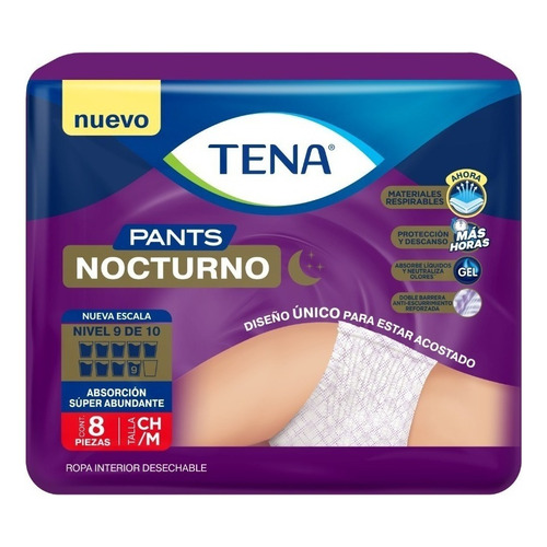 Pañal Adulto Tena Pants Nocturno Pack De 6 Elige Talla Talle Chico/Mediano