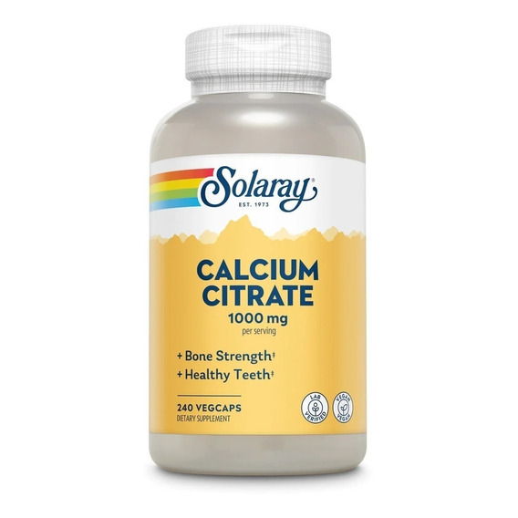 Citrato de calcio 1000 mg 240 cápsulas vegetarianas Solaray - Imp USA