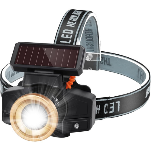 Linterna P/ Cabeza Sensor De Movimiento Carga Solar Usb Led Color Negro