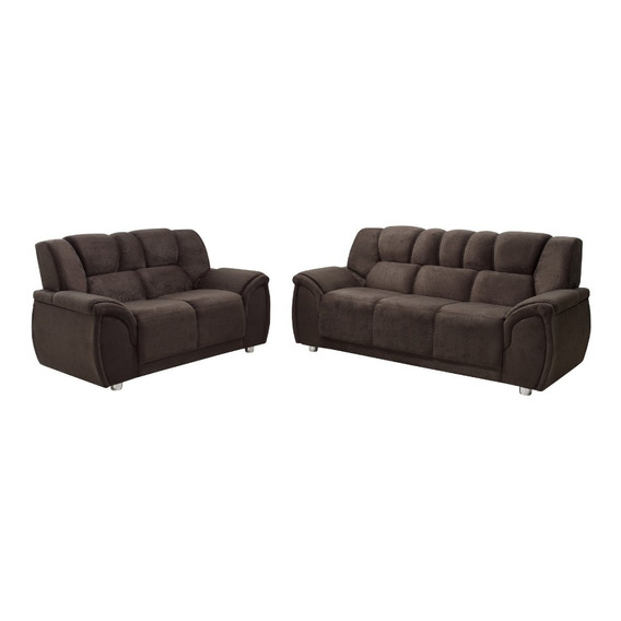 Juego De Living Sillon Sofa 3+2 Cuerpos Cordoba Marrón