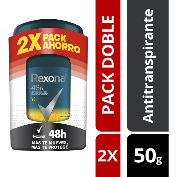Antitranspirante stick Rexona Antitranspirante 50 g pack de 2 u