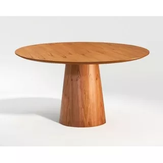 Mesa De Jantar Sala Cozinha Lâmina Madeira Natural Mesa Cone Redonda  80cm D-coração Home