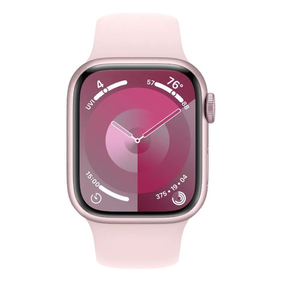 Apple Watch Series 9 GPS + Celular • Caja de aluminio rosa de 41 mm • Correa deportiva rosa claro - S/M