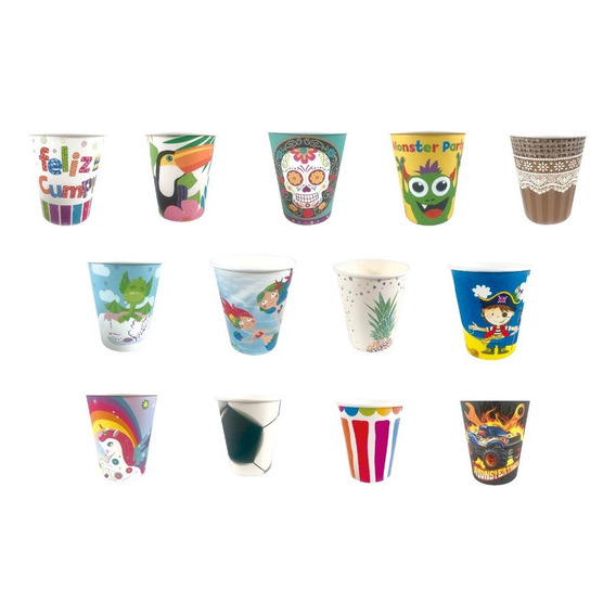 Vasos De Polipapel Descartables X 6 Unidades Varios Motivos Color Verano