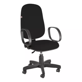 Cadeira De Escritório Shop Cadeiras Presidente Giratória Braços Gamer Ergonômica  Preta Com Estofado De Tecido