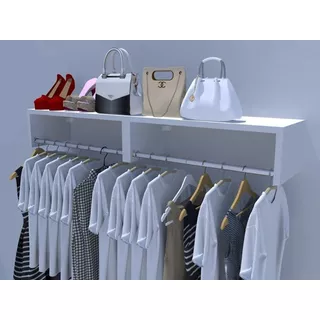 Kit 2 Cabideiros Parede Arara Porta Roupas Quarto Multibranc Cor Branco