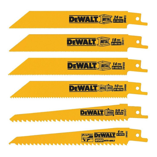 Juego De 6 Seguetas De Sierra Sable Dw4856 Dewalt