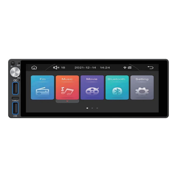 Radio Auto Android 1 Din Con Pantalla Tactil Aiwa Aw-a485bt Color Negro