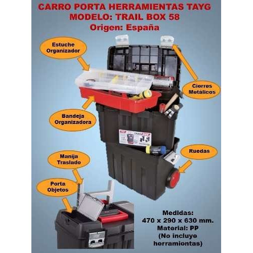 Carro caja de herramientas Tayg 58 de plástico 630mm x 290mm	