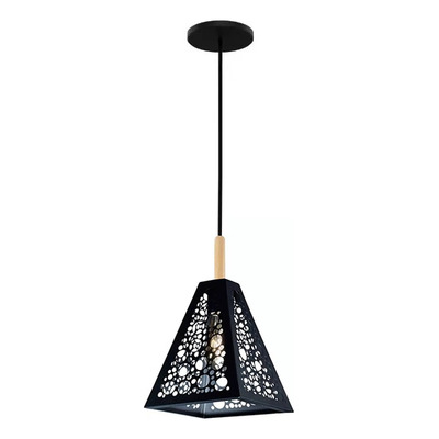 Lampara Colgante Retro Moderna Vintage Hole2 Con Madera