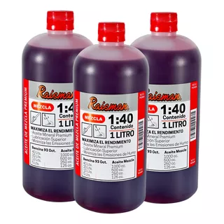 3 Botellas De 1 Litro Aceite Mezcla Raisman® Motosierras