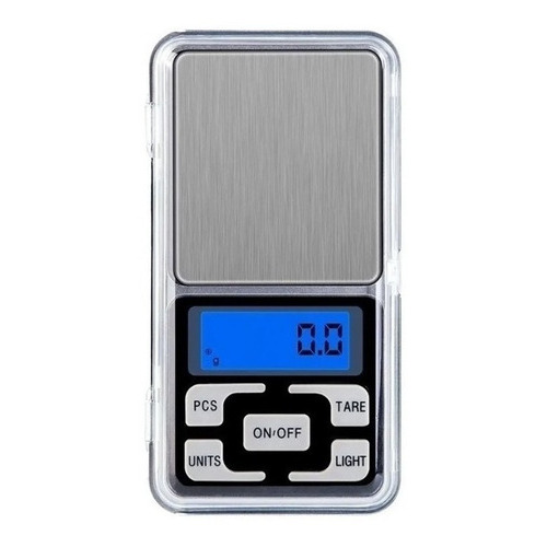 Minibáscula digital LCD portátil de alta precisión con bandeja, capacidad máxima de 500 kg, color plateado