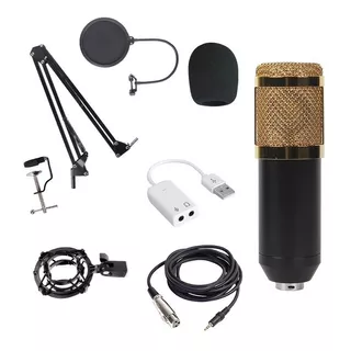 Kit Microfono Condencer Brazo Araña Antipop Cable E Interfaz