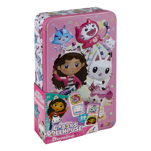 Gabbys Dollhouse Domino Con 28 Fichas Novelty Caja Metálica