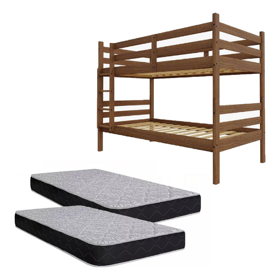 Cama Cucheta Rustica Madera Maciza + 2 Colchones LG