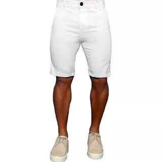 Bermuda Alfaiataria Skinny Branca Casual Premium Masculina