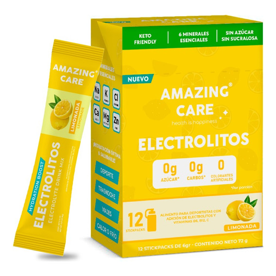 12x Electrolitos Bebida Hidratante Amazing Care Limonada