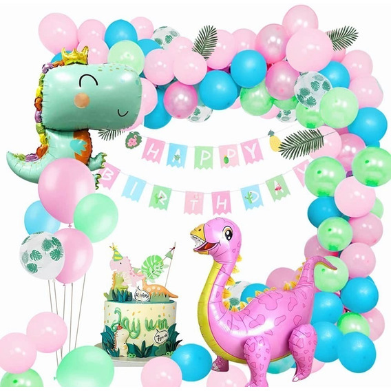 Decoración De Fiesta De Cumpleaños De Dinosaurio Para Niñas,