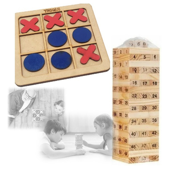 Combo Juego De Mesa 1 Triki  + Jenga Torre En Madera 