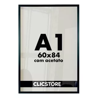 Moldura 60x84 A1 Acetato Certificados Fundo Mdf Decorativo Cor Preto