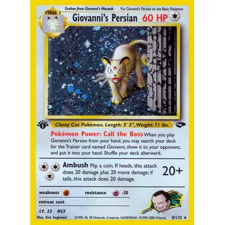Giovanni's Persian 8/132 Carta Pokemon Holo Gym Challenge