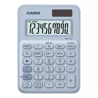 Calculadora De Mesa 10 Dígitos Mini Ms7-uc Casio Cor Azul-claro