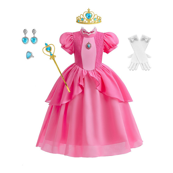 Disfraz De Princesa Peach Super Brothers Para Niñas Vestido Fiesta De Cumpleaños Carnaval Cosplay Para Super Hermano Halloween Navidad Con Accesorios