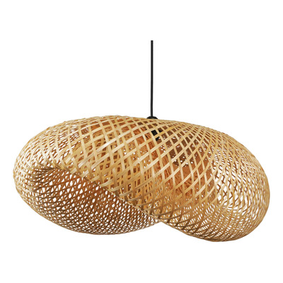 Colgante Deco Moderno De Bambu 60x40 Natural Apto Led E27 