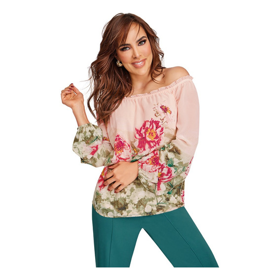 Blusa Off Shoulder Con Estampado De Flores 960-38