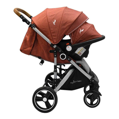 Cochecito de paseo Premium Baby Travel system Tuts Pro bordó con chasis color plateado