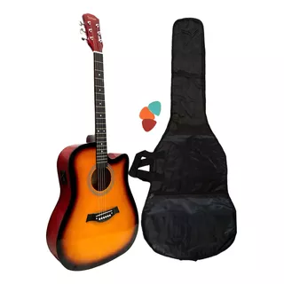 Guitarra Acústica Electroacústica Sunset Fk60 Eq Funda Puas