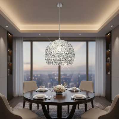 Colgante Esfera Cristal Cairel Cromo 20cm Copen Apto Led Mks