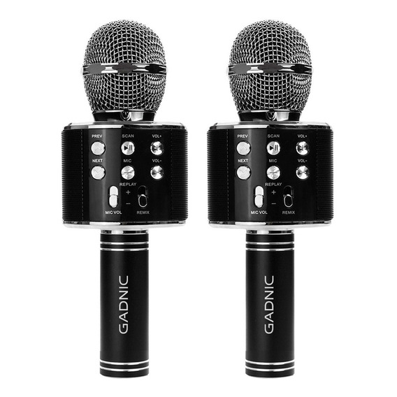 Micrófono Gadnic Km-01 Karaoke Inalámbrico Bluetooth C/ Efectos De Voz Negro