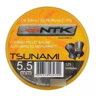 Kit 5 Chumbinho Nautika Tsunami 5,5mm 625un Carabina