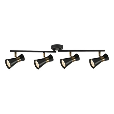 Aplique 4 Luces Negro Con Dorado U1544 Apto Led Gu10 Mks Negro/dorado