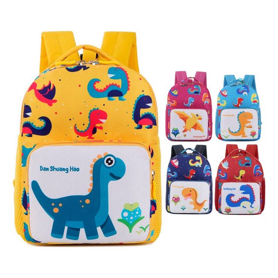 Mochila Escolar Para Niño Niña Jardin Infantil Dinosaurio Color Amarillo