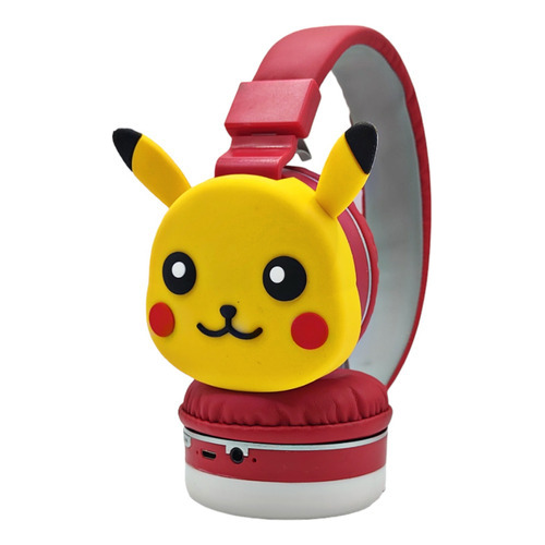 Audifonos Diadema Bluetooth Pikachu Pokémon Para Niños Y Adu Color Rojo Color de la luz Azul